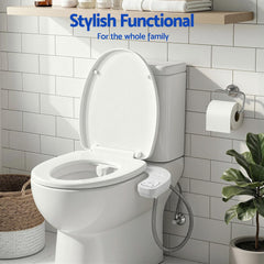 Cefito Ultra-Slim Bidet Attachment Detachable Bidet with Self-Cleaning Dual Nozzle Non-Electric Adjustable Water Pressure, Cold Water Toilet Bide