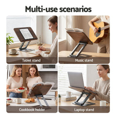 Artiss Book Stand Telescopic Book Holder with Page Clip Ergonomic Desktop Stands OAK
