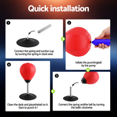 Everfit Desktop Punching Boxing Bag Stand Set with Pump Swivel Speed Balls