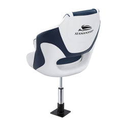 Seamanship Captain Bucket Boat Seats Flip Up Bolster Swivel 15cm Padding with Adjustable Pedestals 34–46cm Blue