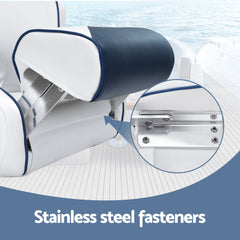Seamanship Captain Bucket Boat Seats Flip Up Bolster Swivel 15cm Padding with Adjustable Pedestals 55–75cm Blue