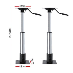 Seamanship Boat Seat Pedestal 55–75cm Adjustable Gas Lift 360 Degrees Swivel 2 Pack