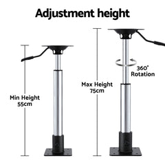 Seamanship Boat Seat Pedestal 55–75cm Adjustable Gas Lift 360 Degrees Swivel 2 Pack