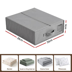 Artiss Bed Sheet Organisers Box Set 8Pcs Storage King Size Bedding Foldable Grey