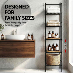 Artiss 2X Floor Standing Corner Shower Caddy 5 Tier Bathroom Organizer Black