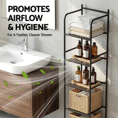Artiss 2X Floor Standing Corner Shower Caddy 5 Tier Bathroom Organizer Black