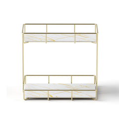 Artiss 2X Bathroom Storage Rack 2 Tier Corner Organiser Gold Marble Look