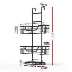 Artiss 2X 3 Tier Over The Door Shower Caddy Hanging Bathroom Storage Organizer