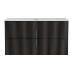 Cefito Vanity Unit 900mm Bathroom Cabinet Storage Wall Hung Black Timber Front