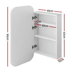 Cefito Bathroom Mirror Cabinet Medicine Shaving Arch Wall Hung 450x900mm White