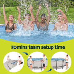 Bestway Swimming Pool 427x427x122cm Steel Frame Above Ground Pools Round Filter Pump Ladder