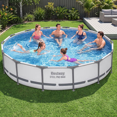 Bestway 427CM Swimming Pools Steel Above Ground Round Backyard Pool Set White