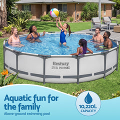 Bestway 427CM Swimming Pools Steel Above Ground Round Backyard Pool Set White