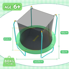 Bestway 8ft Trampoline Kids Rebounder Safety Net Enclosure Outdoor Fitness 2.44m for Ages 6+