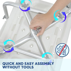 Shower Seat Bath Chair Adjustable Height Non-Slip Shower Bathtub Seat with Padded Arms Removable Back for Elderly Medical Disabled Safety Bathroom