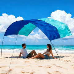 5x3m Beach Shade Canopy Lightweight UPF50+ Sun Shelter for Up to 6 People with Wind Rope Ground Nails and Carry Bag for Beach Camping Wind Assist Included