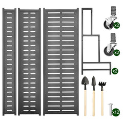3 Tier Plant Ladder Shelf 120cm Long Steel Flower Pots Organizer with Swivel Wheels for Balcony Patio Garden Living Room 50KG Load Capacity Per Shelf