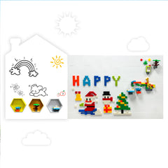 Giant 2 in 1 Magnetic Whiteboard and Brick Compatible Wall Panel 2255 Blocks 6 Magnets 2 Layer Stick On Creative Play Set for Kids Home School