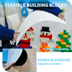 Giant 2 in 1 Magnetic Whiteboard and Brick Compatible Wall Panel 2255 Blocks 6 Magnets 2 Layer Stick On Creative Play Set for Kids Home School