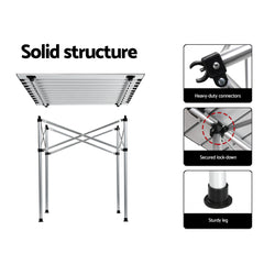 Weisshorn 3pc Camping Table Chair Set Outdoor Folding Aluminium Portable Picnic