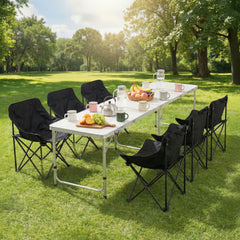 Weisshorn 7pc Camping Table Chair Set Outdoor Folding Aluminium Portable Picnic