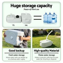 Weisshorn Camping Basin Portable Hand Wash Sink Stand 43L Capacity