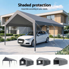 Instahut 3x6m Carports Canopy Tent Portable Garage Outdoor Steel Shelter Grey