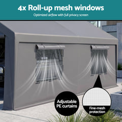 Instahut 3x6m Carports Canopy Tent Portable Garage Outdoor Steel Shelter Grey