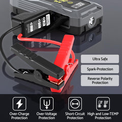 Giantz 2000A Portable Car Jump Starter 12V Lithium Battery Booster Pack Power Bank & Jumper Cables