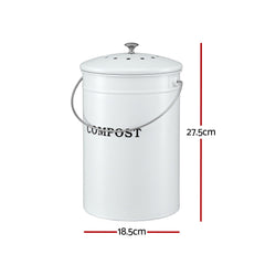 Gardeon Compost Bin Kitchen Compost Caddy Food Waste Bin Bench White