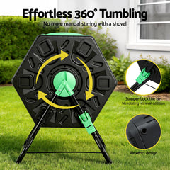 Gardeon Compost Bin 65L Composter Tumbler Rotating Outdoor With Sliding Door