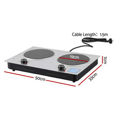 Devanti 2 Hobs Ceramic Cooktop Electric Hot Plate Infrared Knob Control 2400W