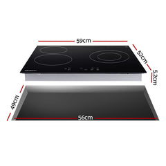 Devanti Electric Ceramic Cooktop 60cm Kitchen Cooker 4 Burner Hob Touch Control 5200W