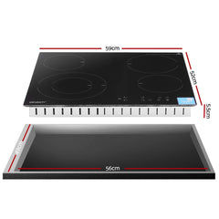 Devanti Ceramic Cooktop 5 Cooking Zone 4 Electric Hobs Touch Control 7600W Black