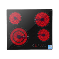 Devanti Ceramic Cooktop 5 Cooking Zone 4 Electric Hobs Touch Control 7600W Black