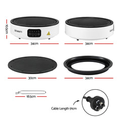 Devanti Ceramic Cooktop Electric Hot Plate Countertop Grill Cooker White