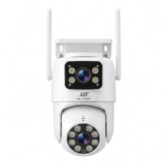 UL-Tech Wireless Security Camera Outdoor Indoor, 2.5K Dual Lens Pan Tilt, 4MP (2×2MP) IP Camera, Motion Detection, Auto-Tracking, Colour Night Vision, 2.4G WiFi, Two-Way Audio, Pet Baby Surveillance