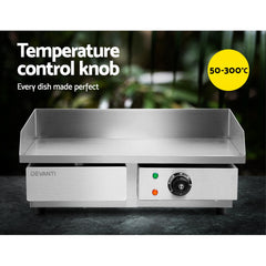 Devanti Commercial Electric Griddle 55cm BBQ Grill Plate 3000W