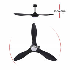 Devanti 52'' Ceiling Fan DC Motor w/Light w/Remote - Black