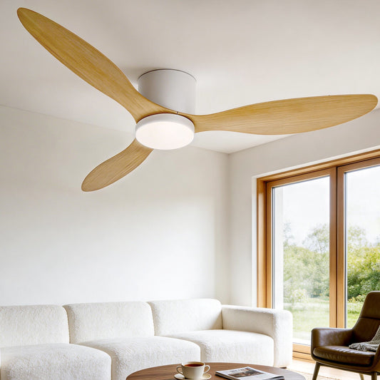Devanti 52'' Ceiling Fan DC Motor w/Light w/Remote - Light Wood