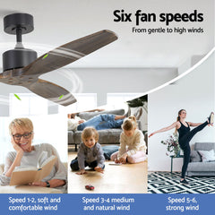 Devanti 52'' Ceiling Fan AC Motor 3 Blades w/Remote - Dark Wood