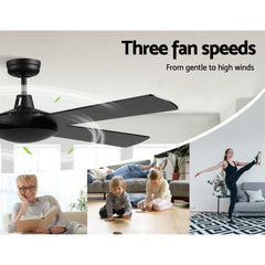 Devanti 52'' Ceiling Fan DC Motor 4 Blades w/Remote - Black