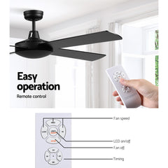 Devanti 52'' Ceiling Fan DC Motor 4 Blades w/Remote - Black