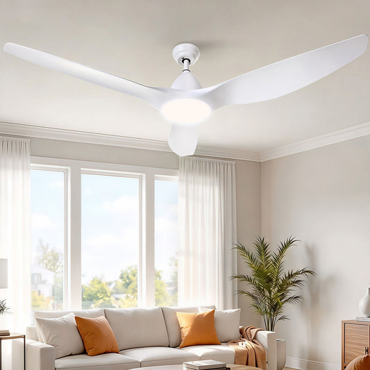 Devanti 64'' Ceiling Fan DC Motor w/Light w/Remote - White