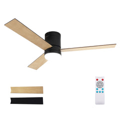 Devanti 52'' Ceiling Fan 3 Blades Double-sided DC Motor w/Light w/Remote Light Wood and bLack