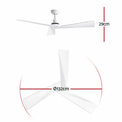 Devanti 52" Ceiling Fan Modern Minimalism 3 Blades 6 Speeds DC Motor Remote