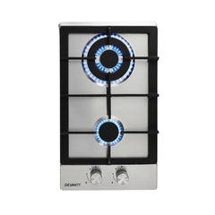 Devanti Gas Cooktop 30cm 2 Burner Silver