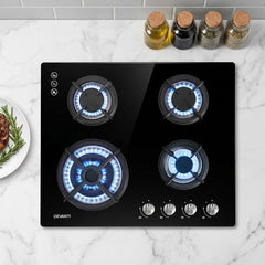 Devanti Gas Cooktop 60cm 4 Burner Black