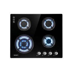 Devanti Gas Cooktop 60cm 4 Burner Black