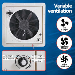 Weisshorn Caravan Air Vent Roof Hatch 12V Shower Fan Reversible Airlfow Rainy Use Camper